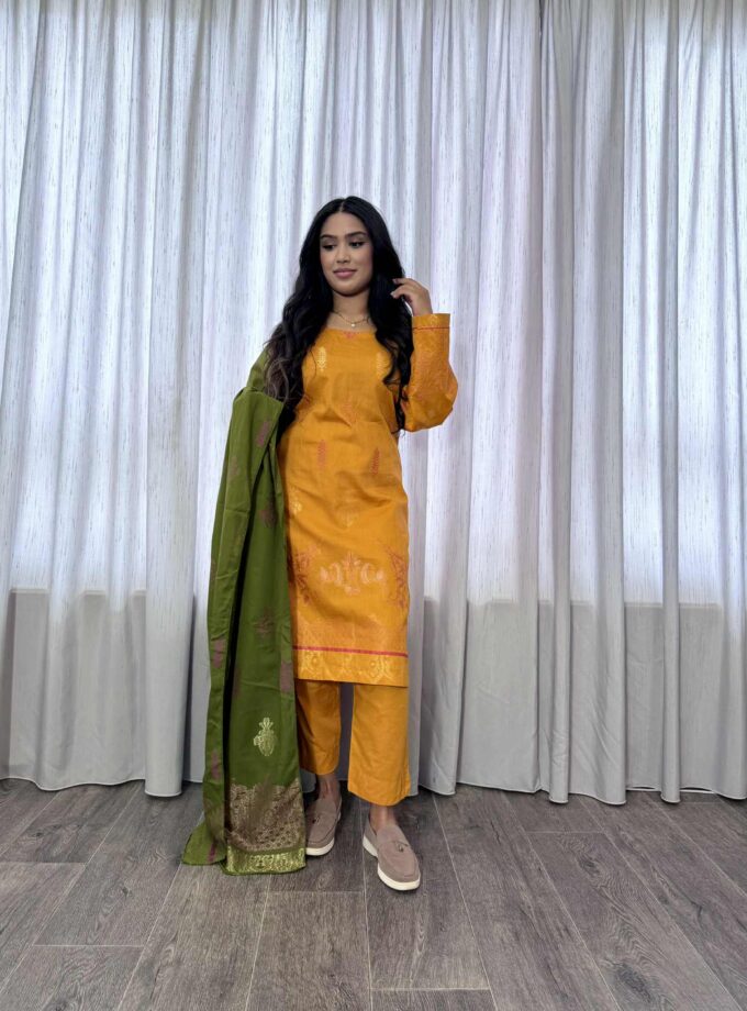 Jacquard print katoenen 3 delig suit 12783