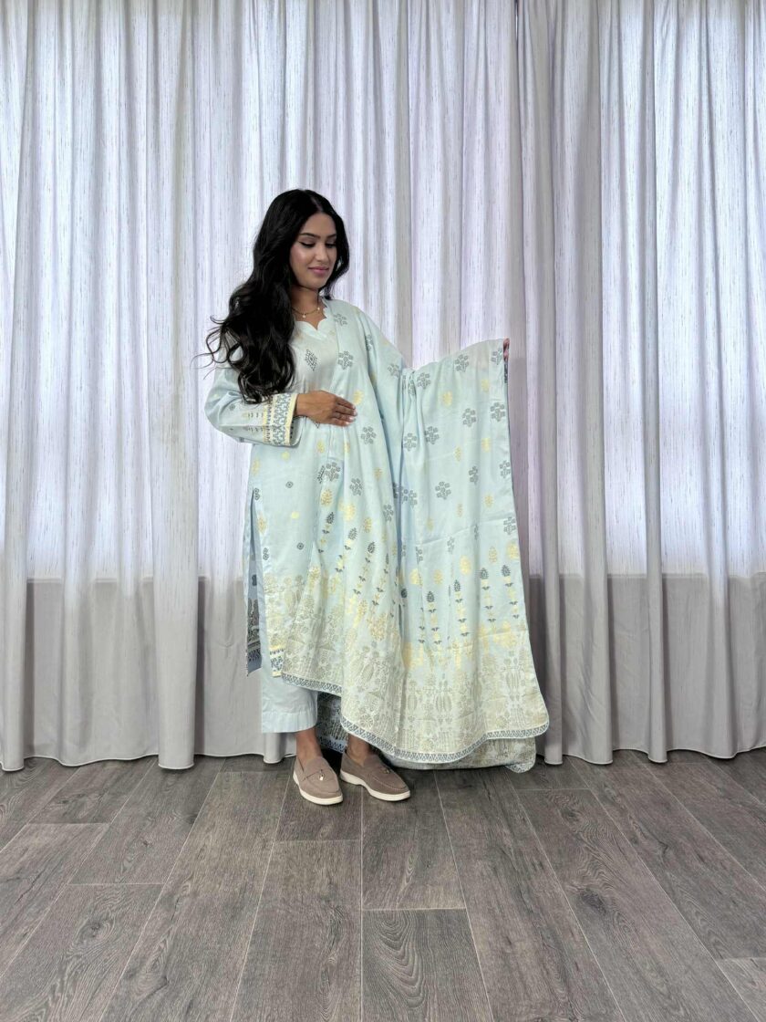 Jacquard print katoenen 3delig suit 12774 - Afbeelding 2
