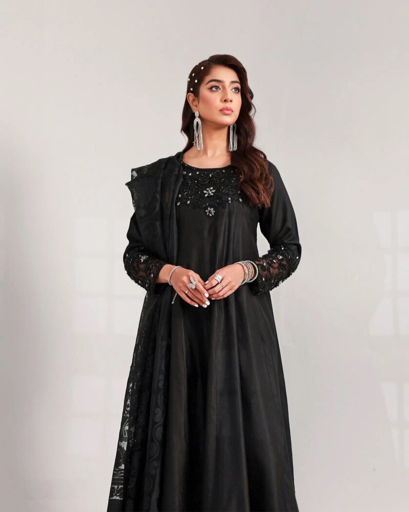 Chambray katan black maxi artikel 12555 - Afbeelding 4