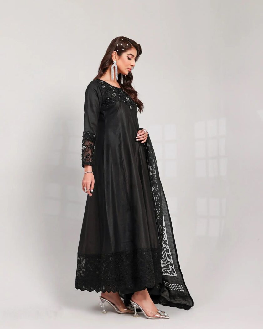 Chambray katan black maxi artikel 12555 - Afbeelding 2