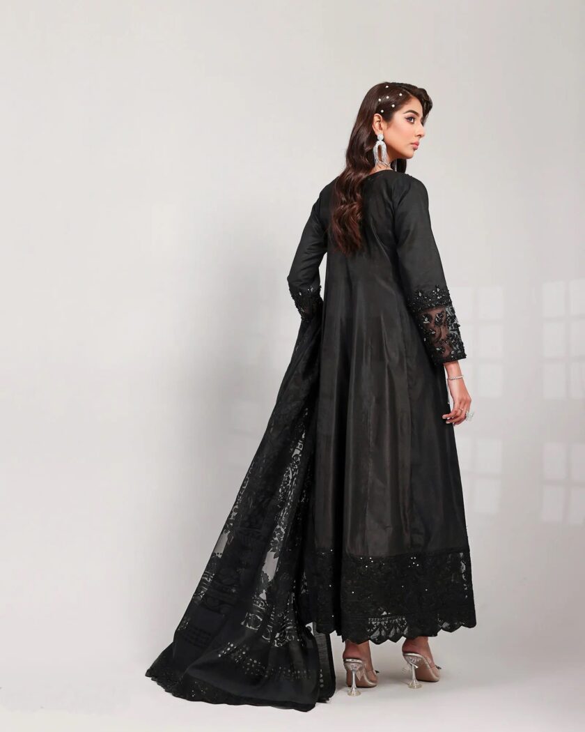 Chambray katan black maxi artikel 12555 - Afbeelding 3