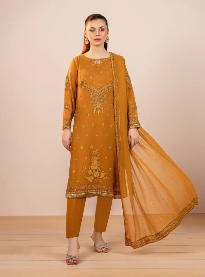 Chiffon mosterd suit artikel 12540