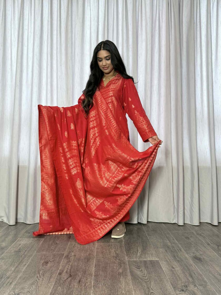 Jacquard print katoenen suit 3delig 12725 - Afbeelding 3