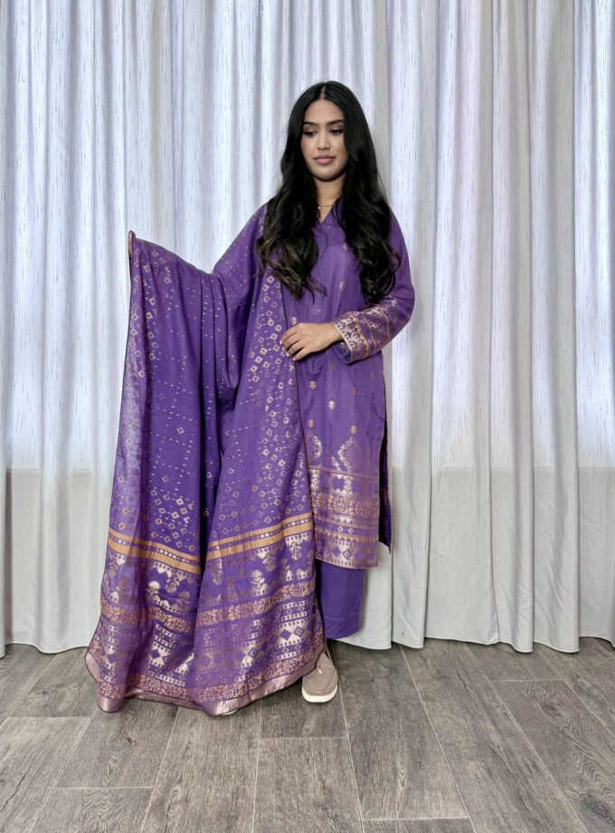 Jacquard print katoenen 3delig suit 12752