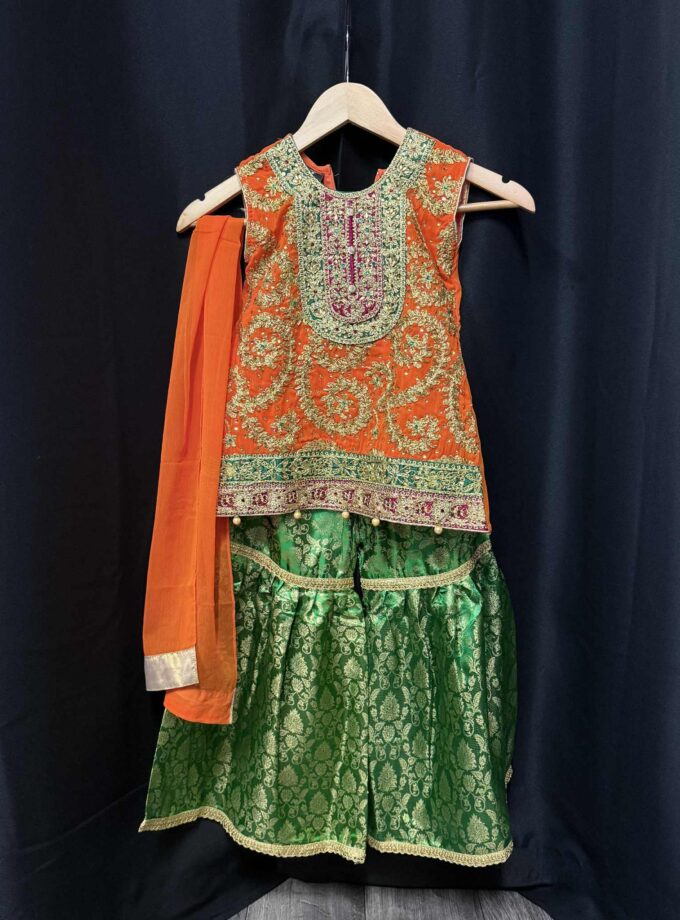 Gharara oranje met groen