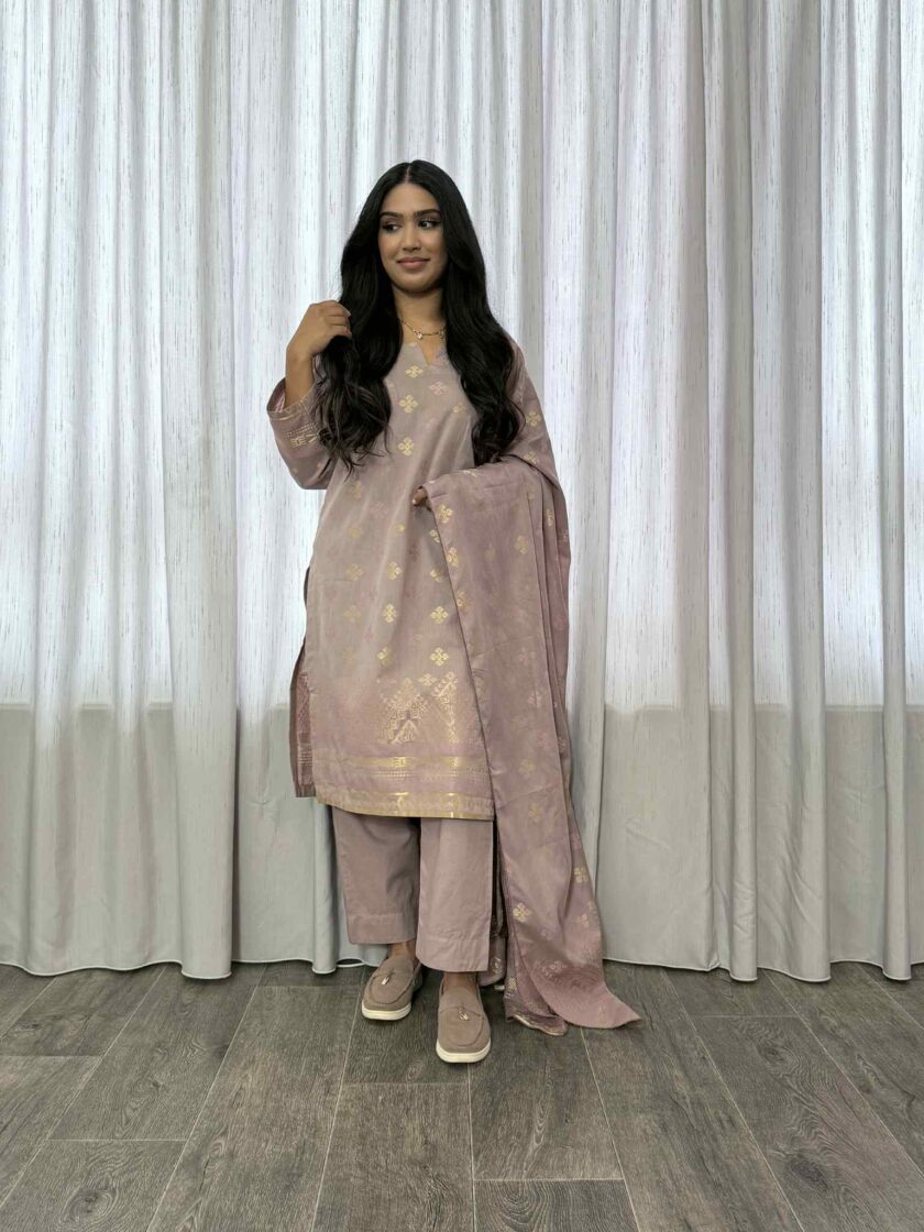 Jacquard print katoenen 3delig suit 12796