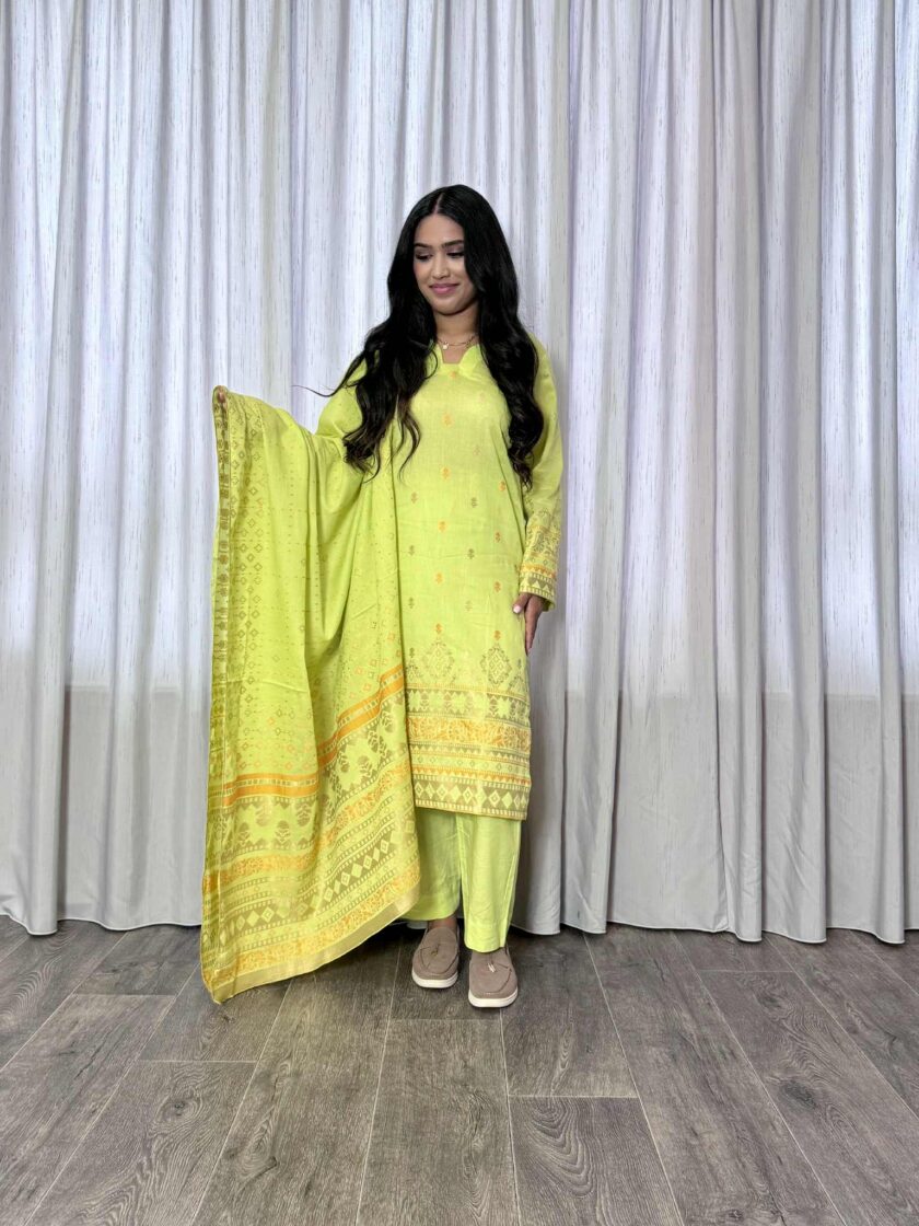 Jacquard print katoenen 3delig suit 12742