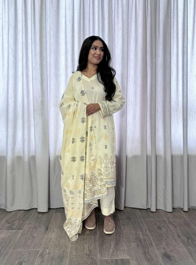 Jacquard print katoenen 3delig suit 12763