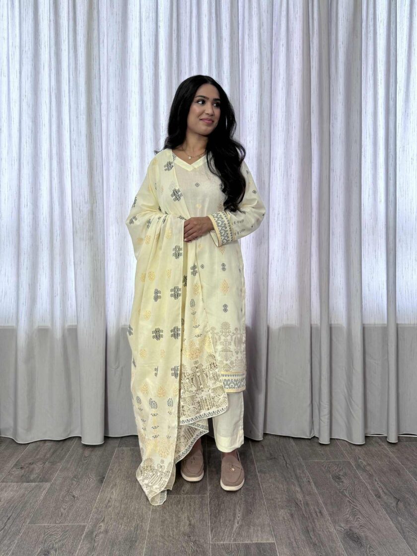 Jacquard print katoenen 3delig suit 12763