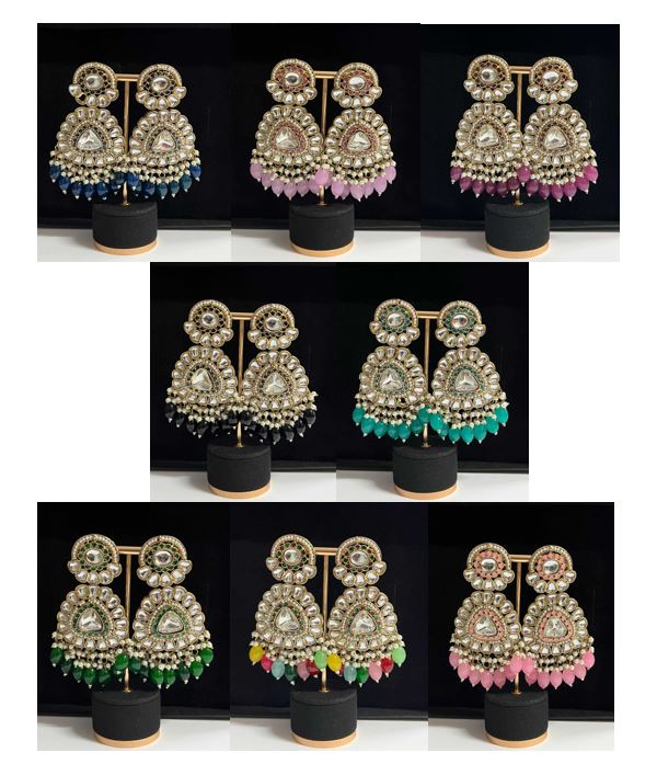 Oorbellen goud met diverse kleuren (design 7)