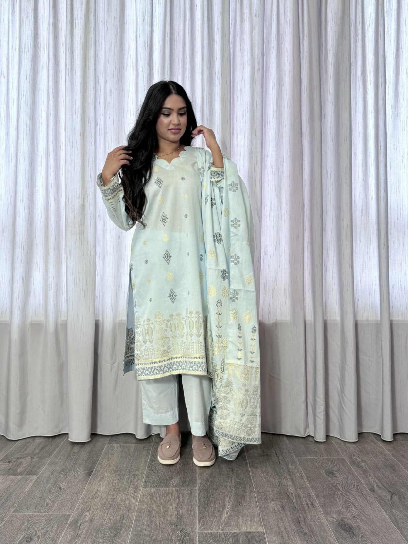 Jacquard print katoenen 3delig suit 12774 - Afbeelding 3