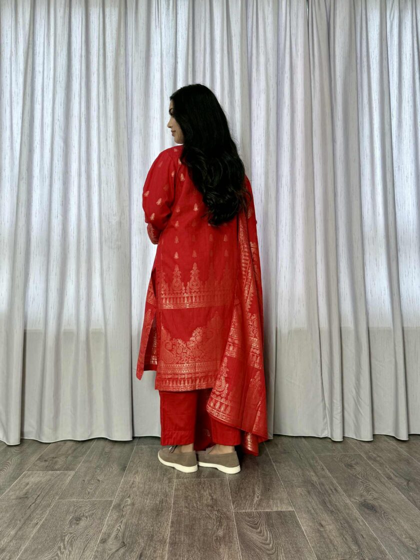 Jacquard print katoenen suit 3delig 12725 - Afbeelding 2