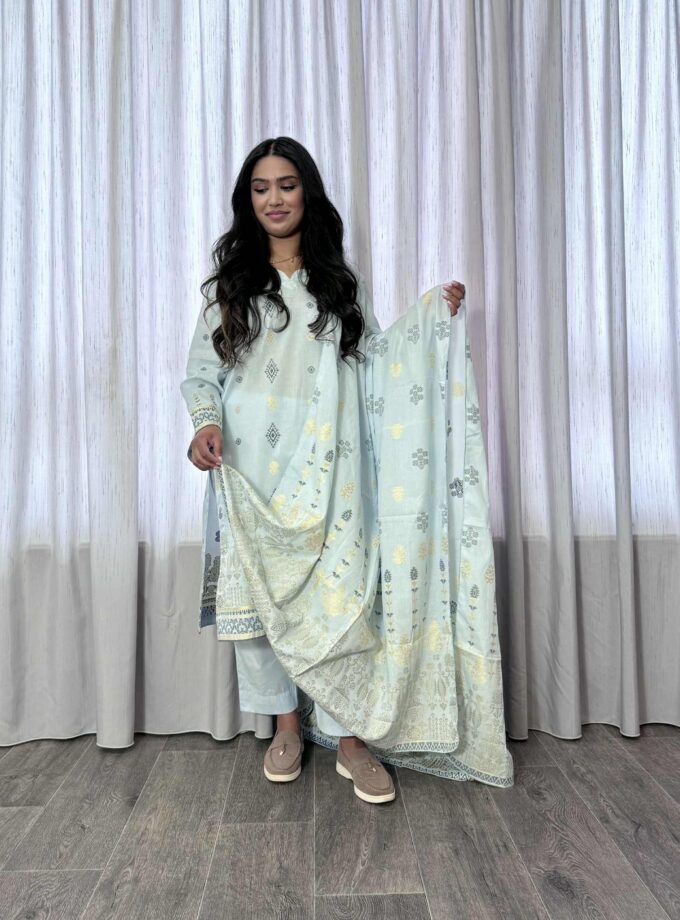 Jacquard print katoenen 3delig suit 12774