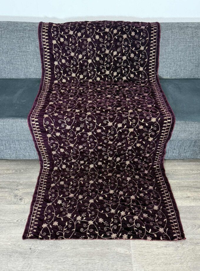 Velvet shawl bordeaux met goud 1006
