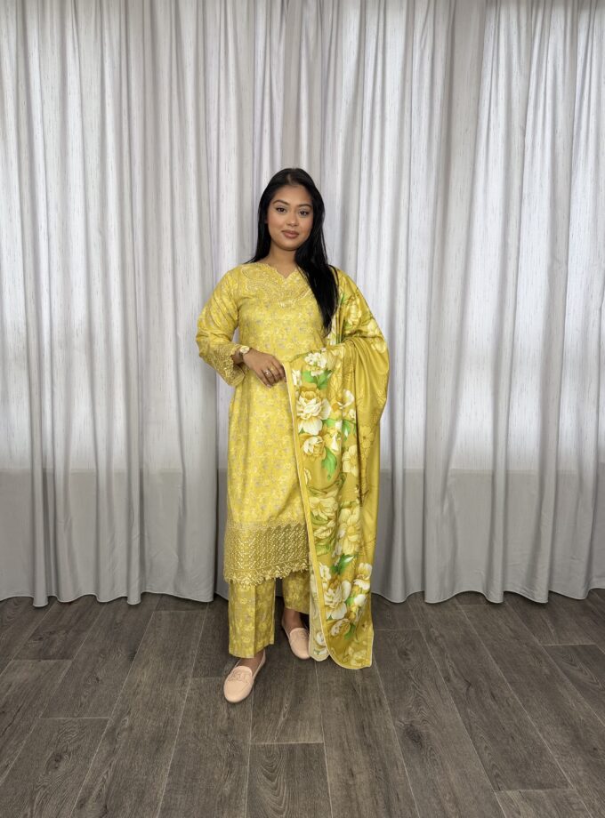 Printed linnen suit driedelig 01349