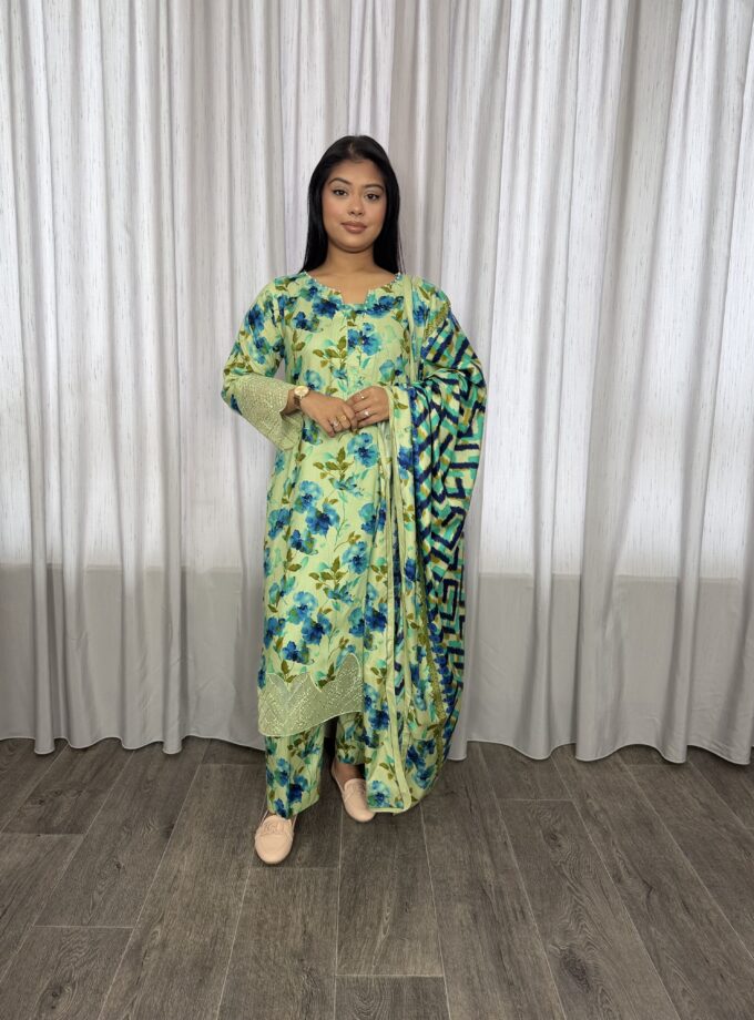 Printed linnen suit driedelig 01350