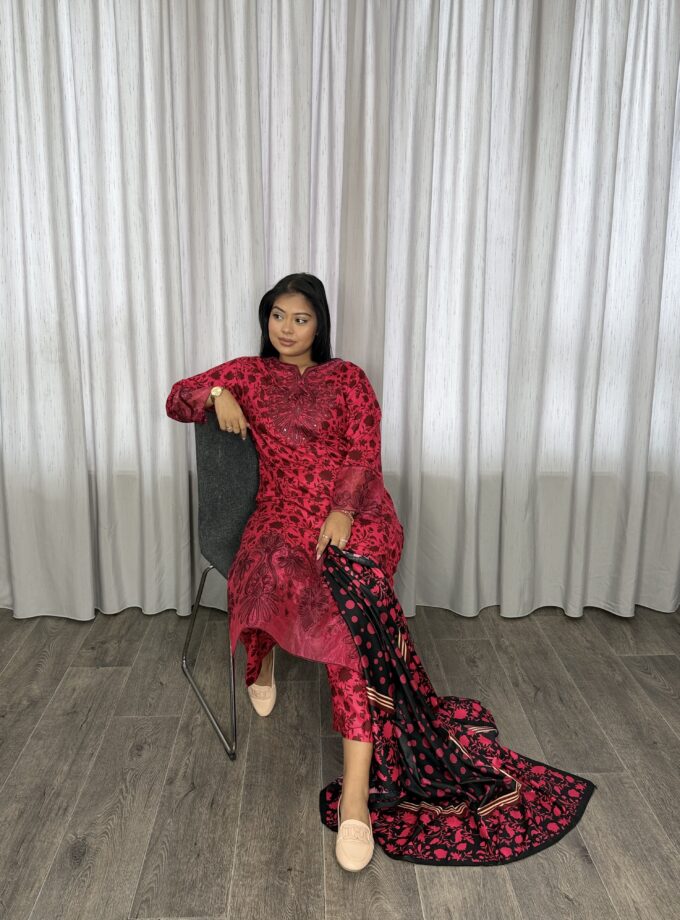 Printed linnen suit driedelig 01351