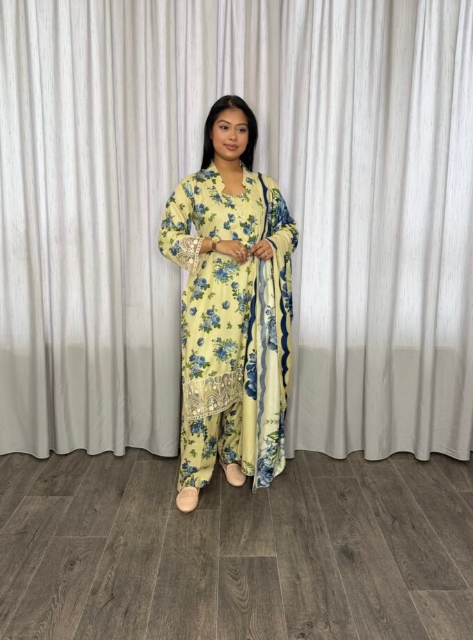 Printed linnen suit driedelig 01352 alleen XXXL