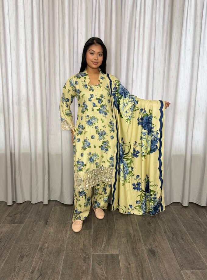 Printed linnen suit driedelig 01352 alleen XXXL