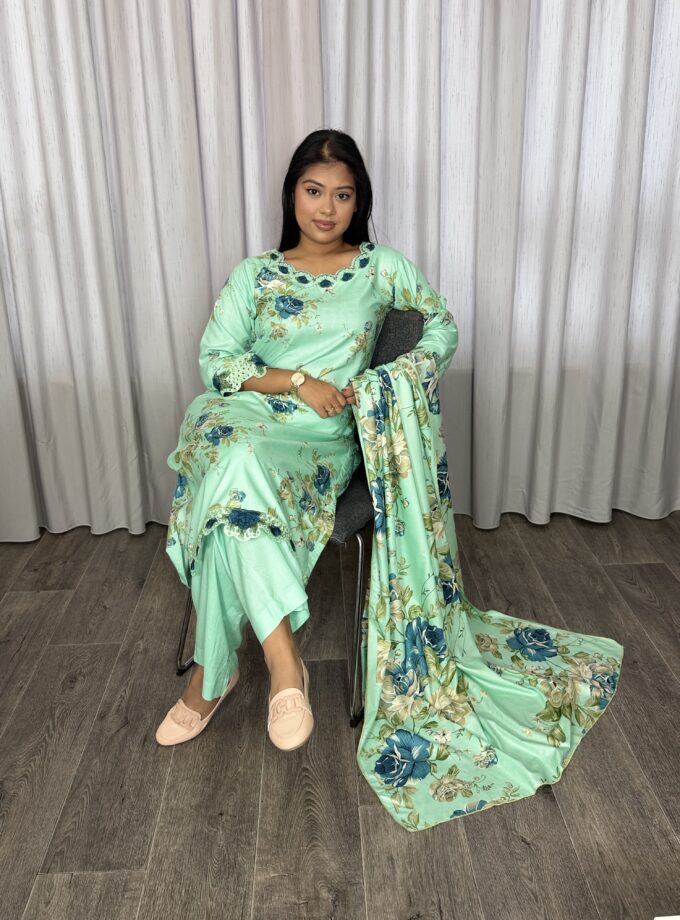 Printed linnen suit driedelig 01354