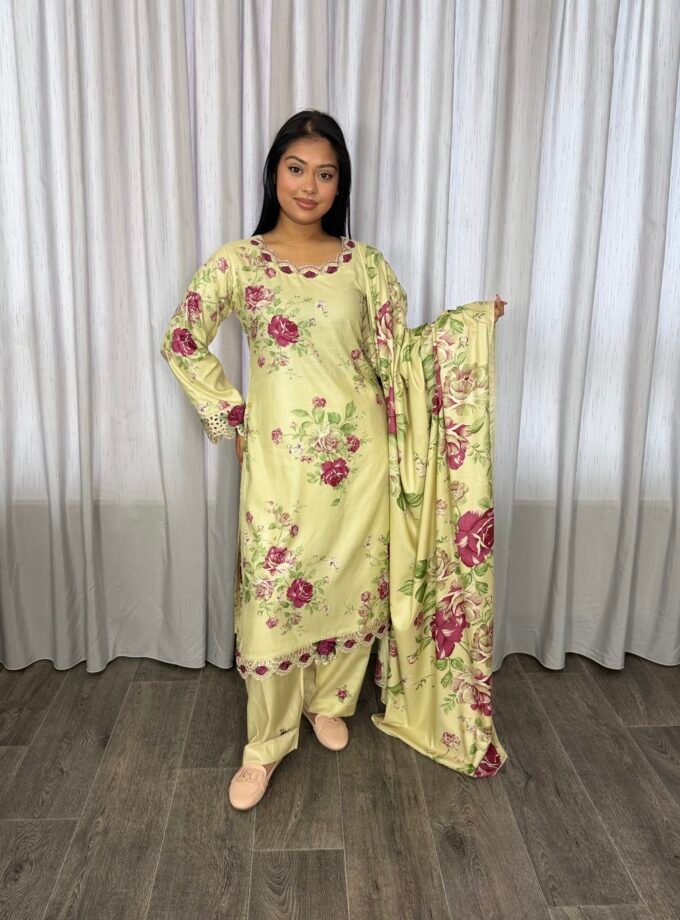 Printed linnen suit driedelig 01356 alleen Smal