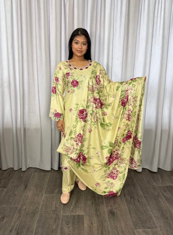 Printed linnen suit driedelig 01356 alleen Smal