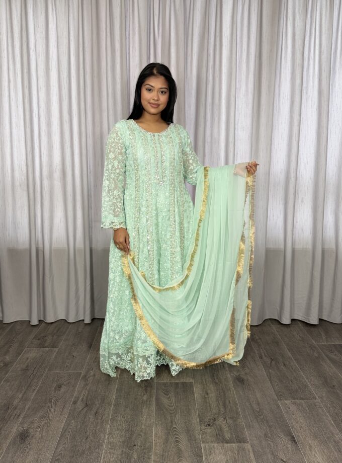 Mona chiffon maxi mintgroen 01259