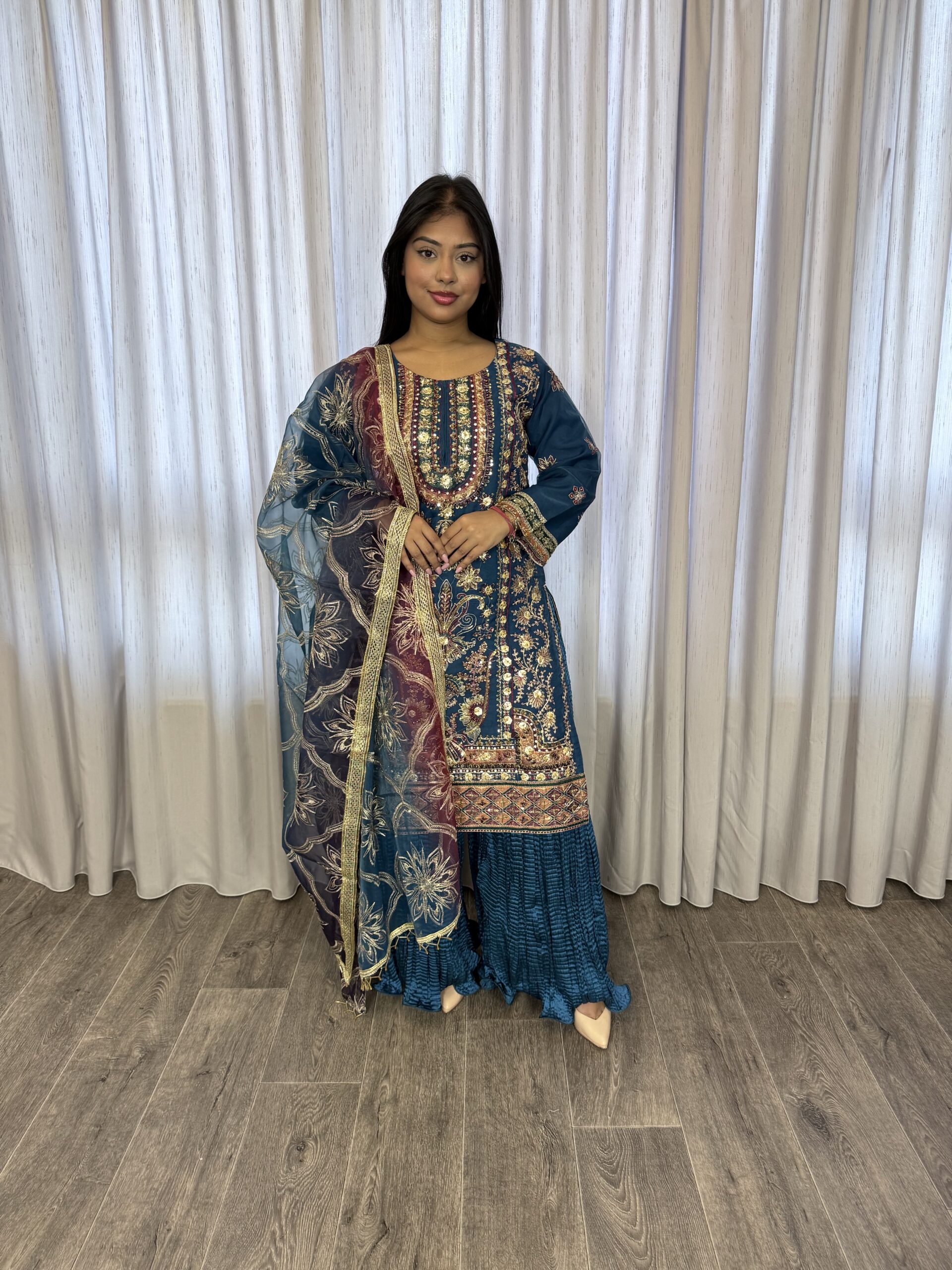 Driedelige plazzo suit blauw- Organza 2023 - Afbeelding 4