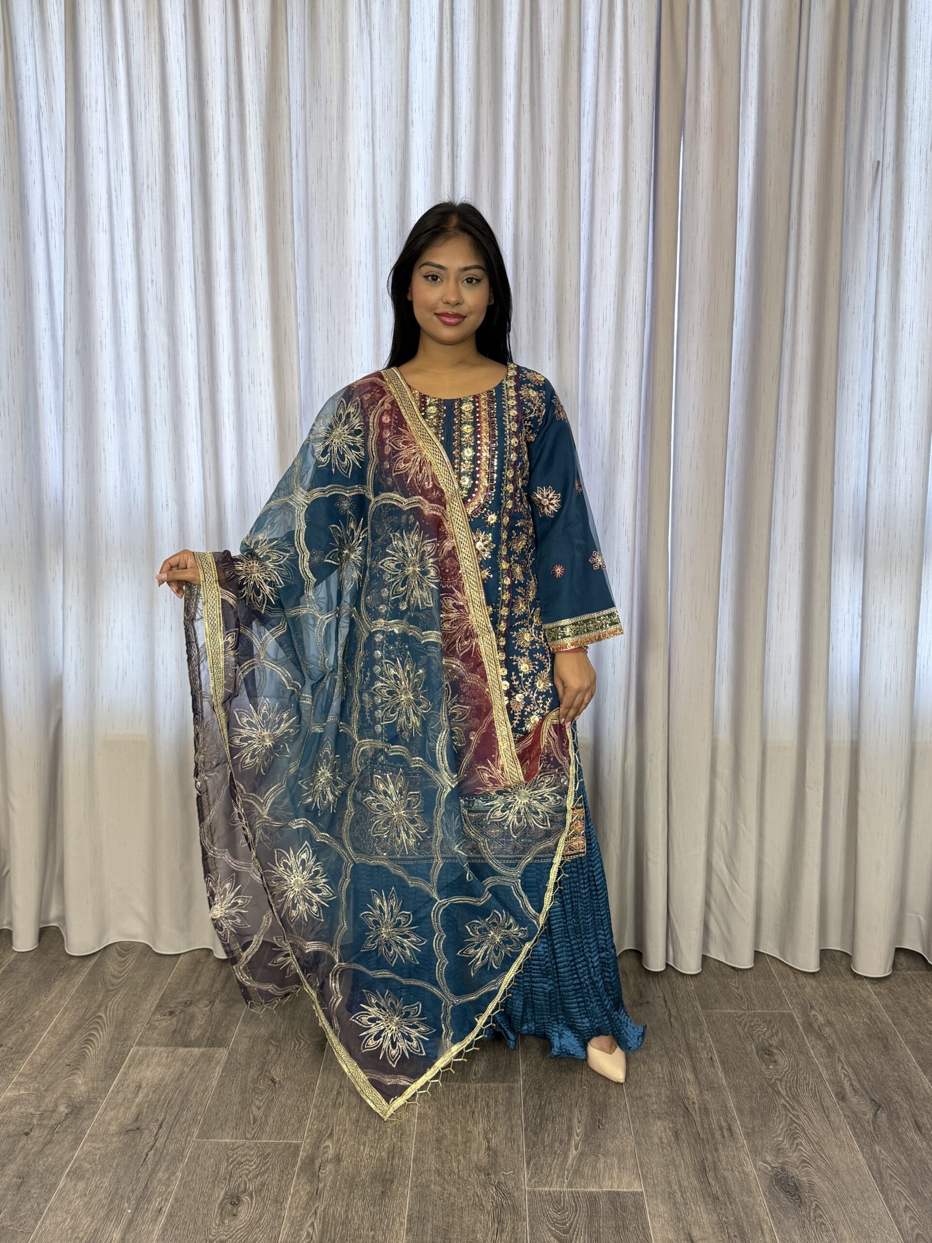 Driedelige plazzo suit blauw- Organza 2023 - Afbeelding 2