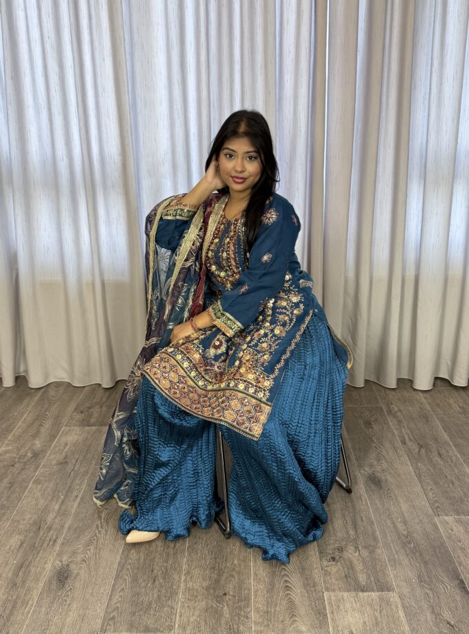 Driedelige plazzo suit blauw- Organza 2023