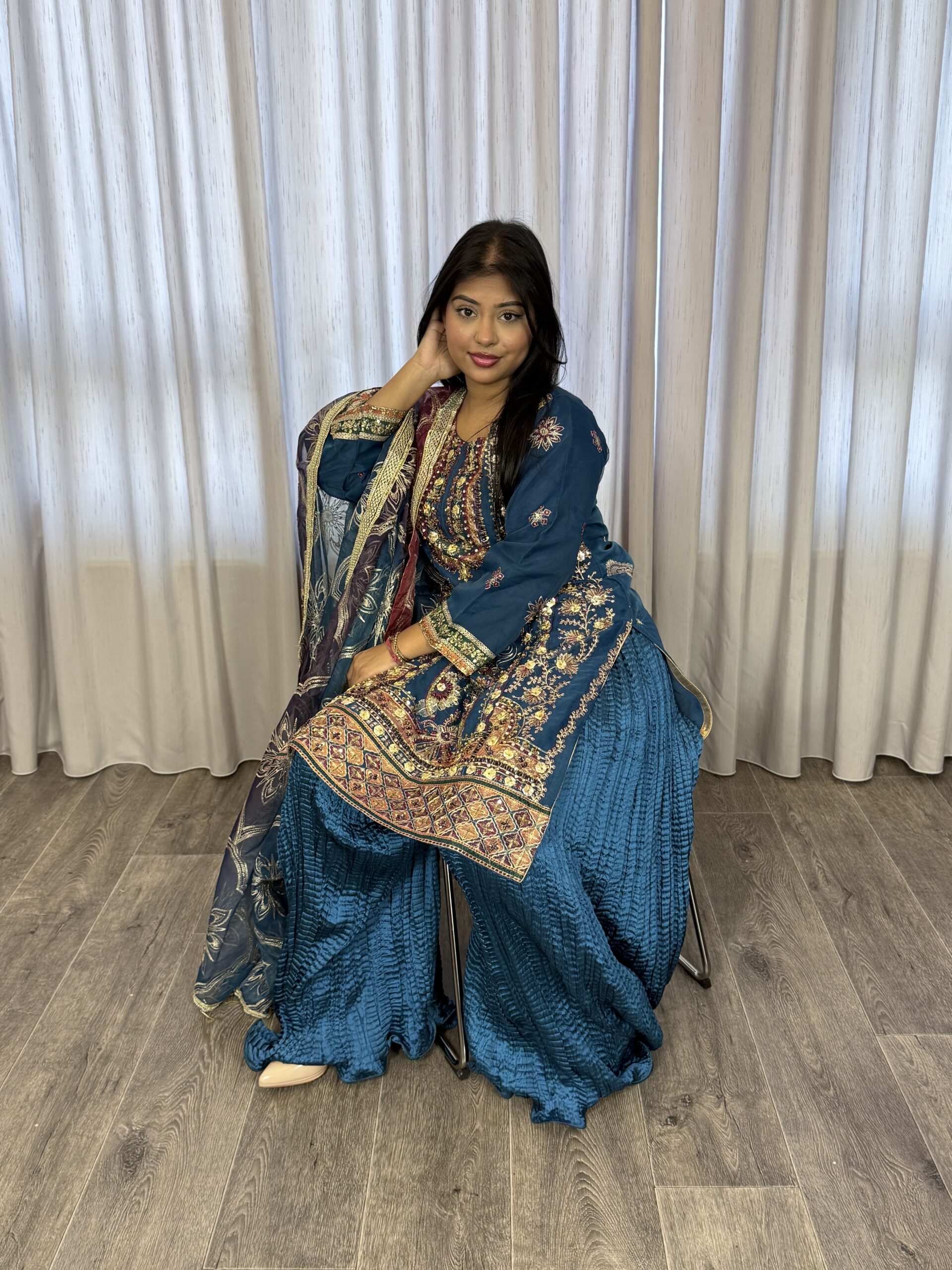 Driedelige plazzo suit blauw- Organza 2023 - Afbeelding 5