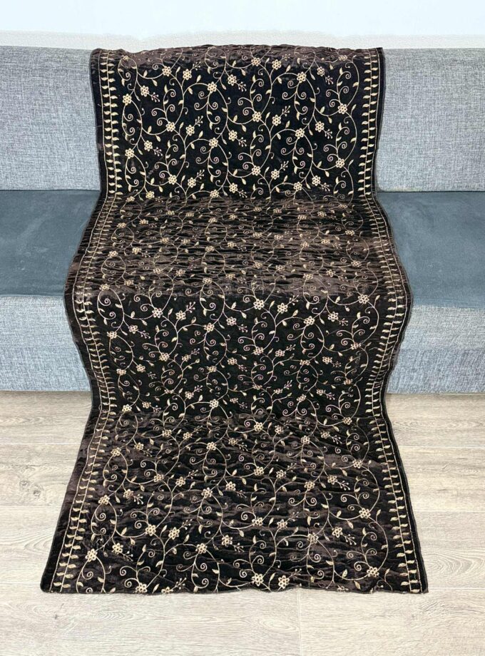 Velvet shawl bruin met goud 1006