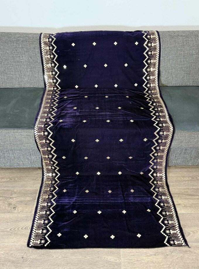 Velvet shawl zink met goud 1007