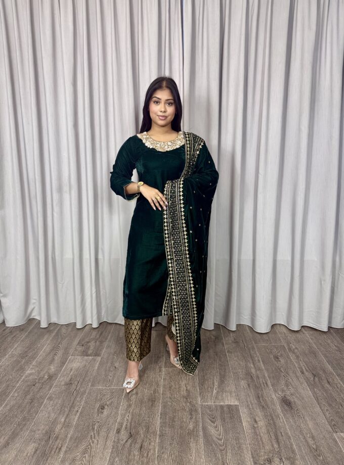 Velvet suit - smaragdgroen