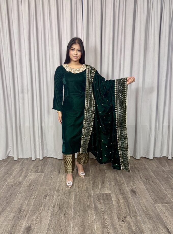 Velvet suit - smaragdgroen