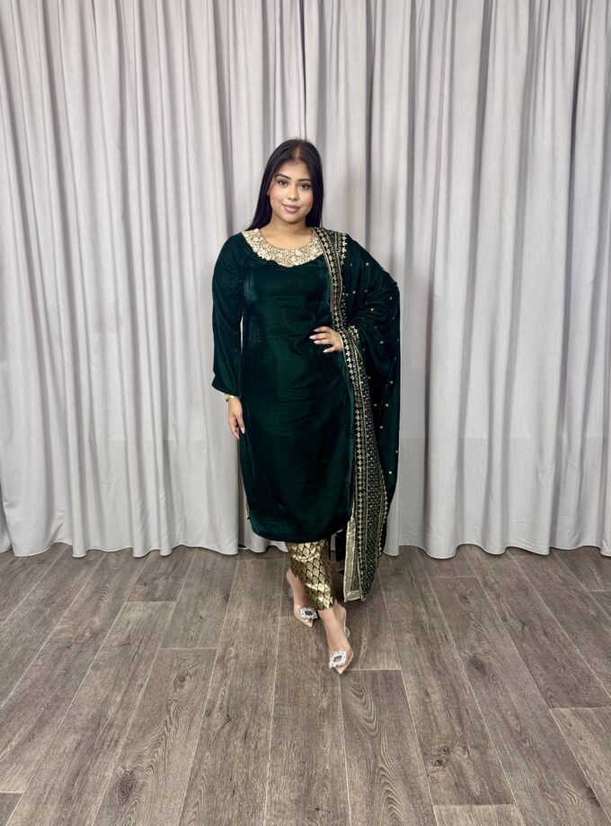 Velvet suit - smaragdgroen