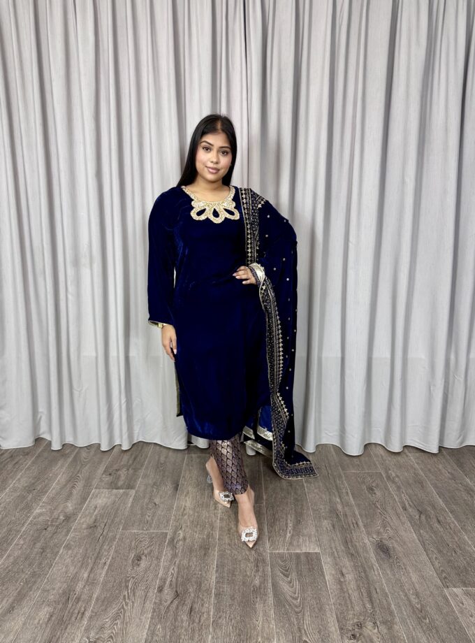 Velvet suit - navy blue