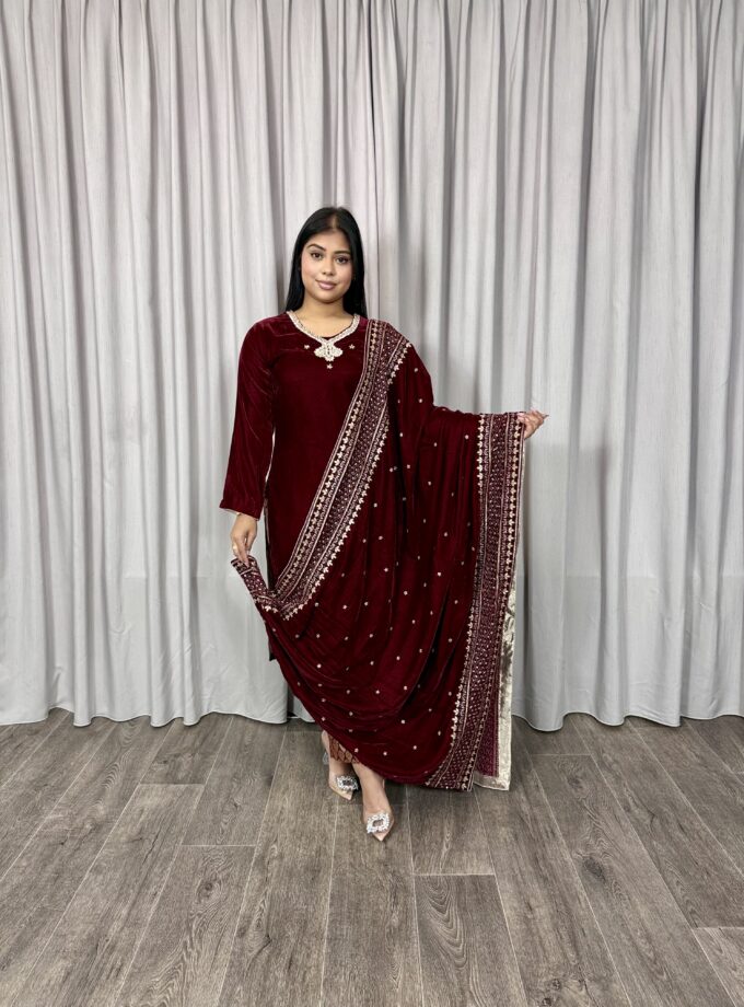 Velvet suit - bordeaux