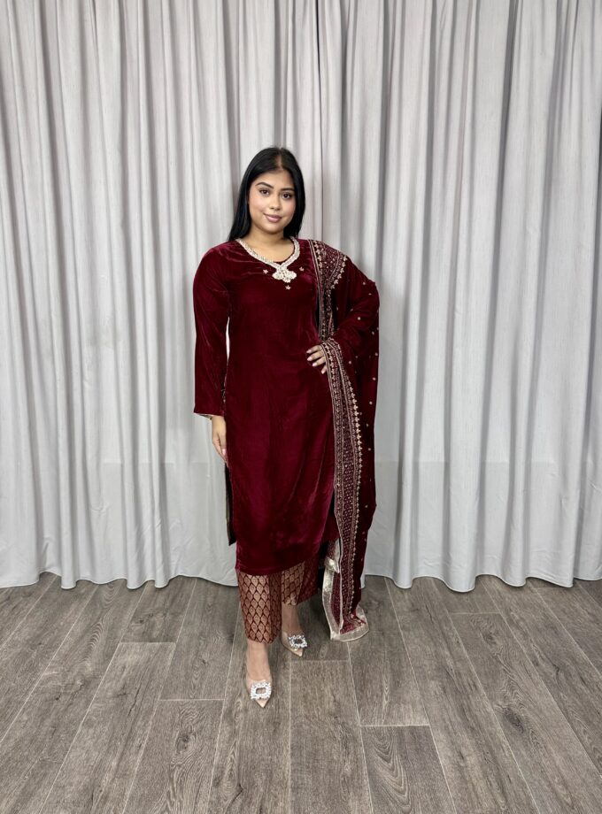 Velvet suit - bordeaux