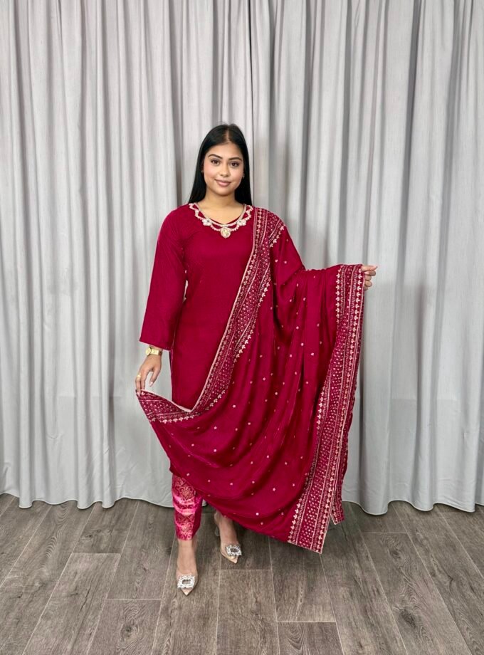 Velvet suit - fuchsia 1726