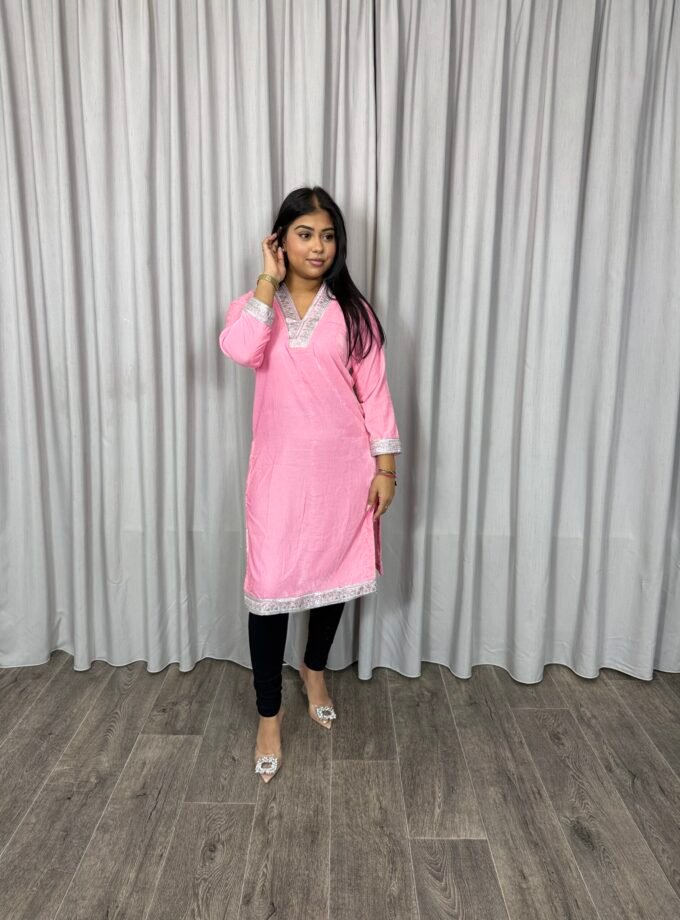 Velvet kurta- roze 1048