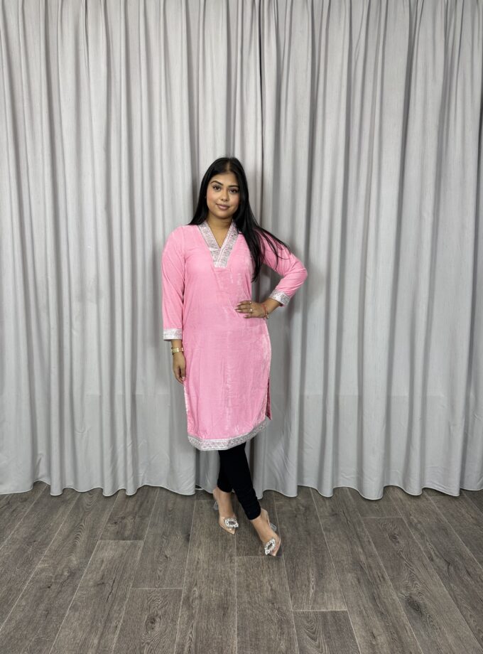 Velvet kurta- roze