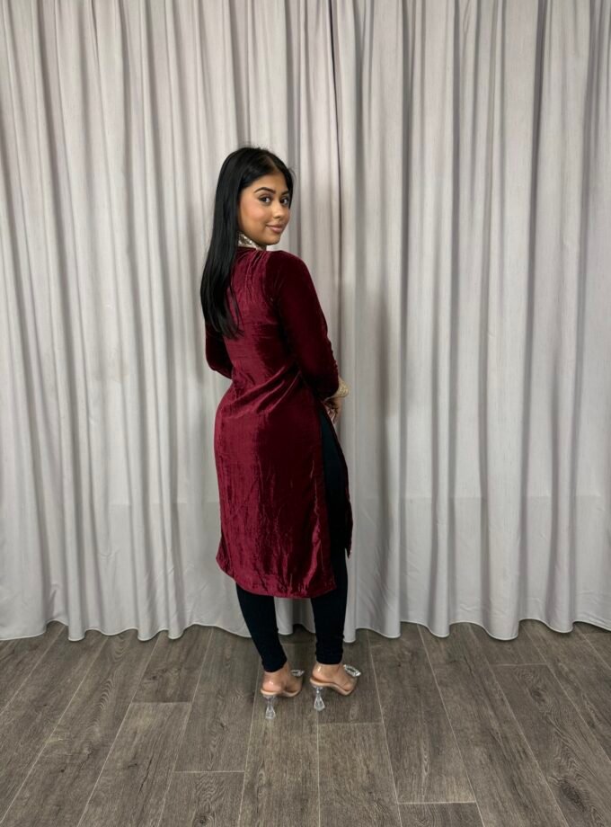 Velvet kurta- Donkerrood 1046