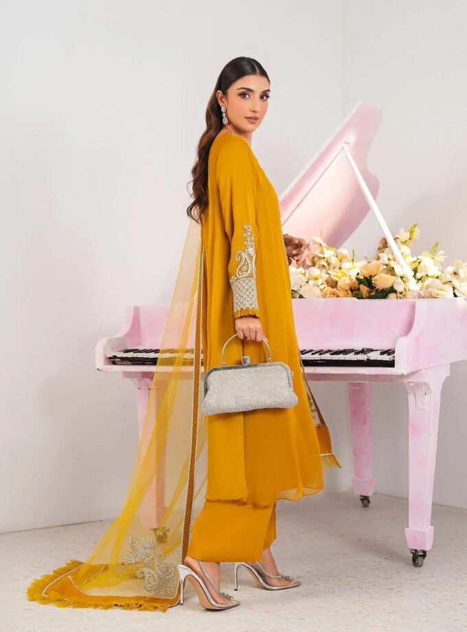 Shaposh chiffon suit mosterd 2201