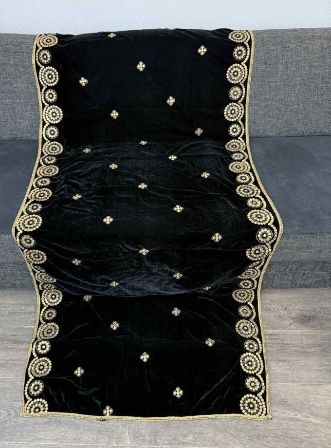 Velvet shawl- zwart 14794