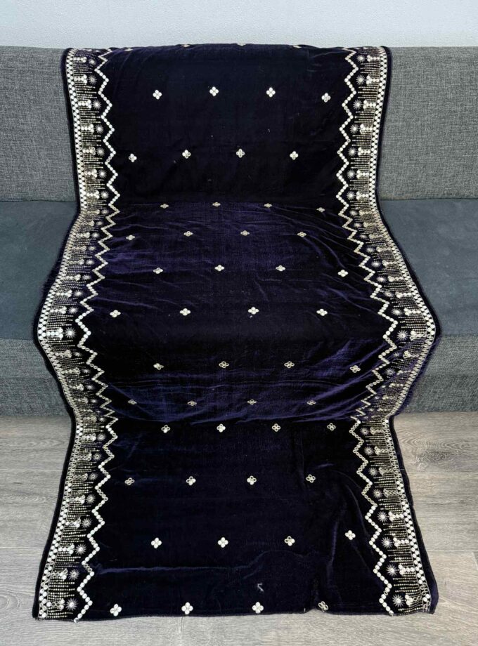 Velvet shawl- navy blue 14836