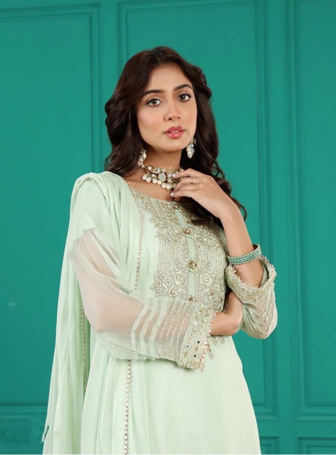 Shaposh chiffon suit - 3 delig 2205 (pistache)