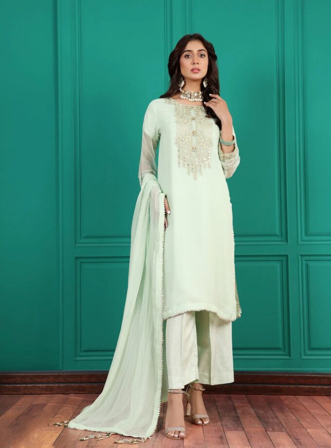 Shaposh chiffon suit - 3 delig 2205 (pistache)