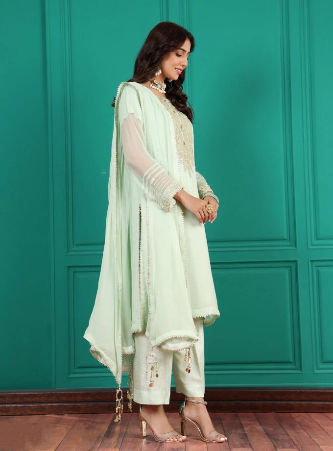Shaposh chiffon suit - 3 delig 2205 (pistache)