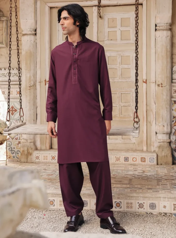 Junaid Jamshed shalwaar kameez - maroon 14555 maat S